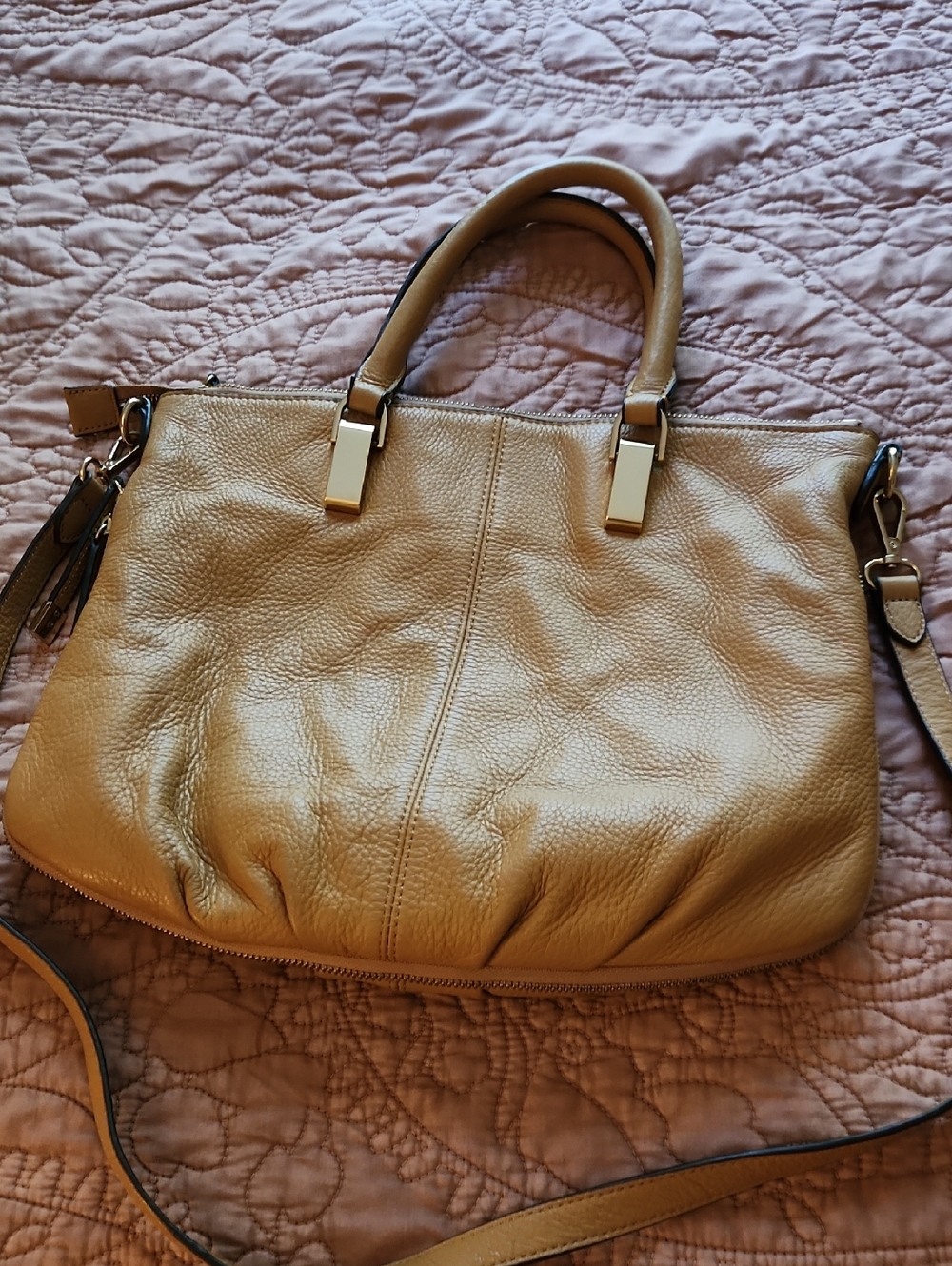 Women's Tan Leather Satchel Handbag - Classic Everyday Style